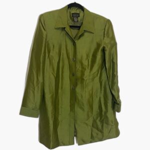 Sandra King Moda Seta - Long Line Sage Blazer Jacket 100% Silk - size 12